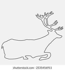 Elk silhouette animal black and white vector antlers mammal lines