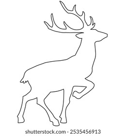 Elk silhouette animal black and white vector antlers mammal lines