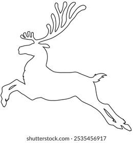 Elk silhouette animal black and white vector antlers mammal lines