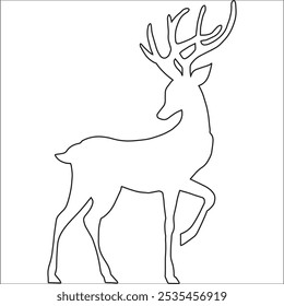 Elk silhouette animal black and white vector antlers mammal lines