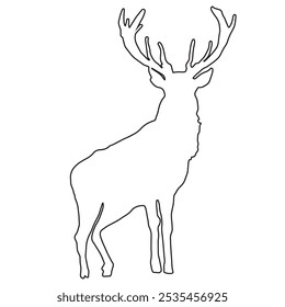 Elk silhouette animal black and white vector antlers mammal lines