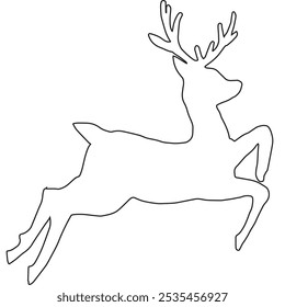 Elk silhouette animal black and white vector antlers mammal lines