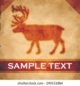 Elk silhouette on parchment with dark brown and gold ribbon