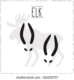 Elk Silhouette with trails. Vector Illustration.