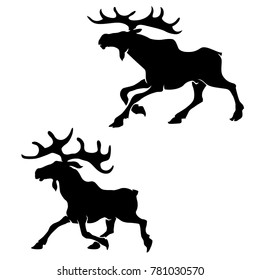 Elk silhouette, vector illustration.