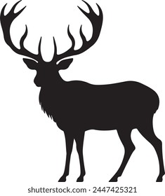 Elk Silhouette Vector Illustration White Background