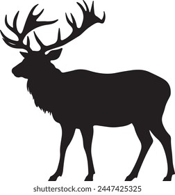 Elk Silhouette Vector Illustration White Background