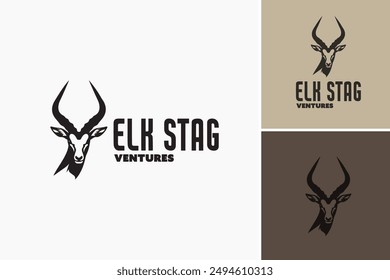 Elk Stag Ventures Logo Template symbolizes resilience and growth, perfect for dynamic businesses exploring new horizons.