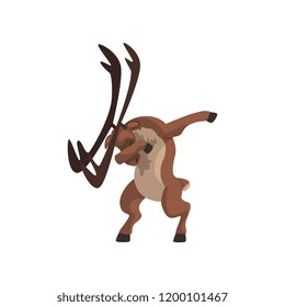 ElK standing in dub dancing pose, cute cartoon animal doing dubbing vector Illustration on a white background