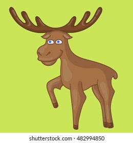 Elk - vector character on green background