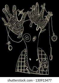 elk vector crazy hipster with different objects in the horns