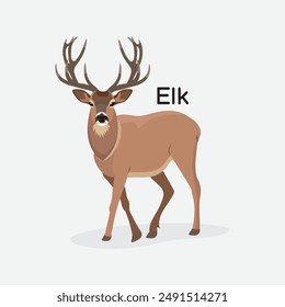 Elk Vector Illustration: Majestic Antlered Animal