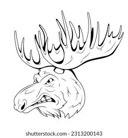 Elk. Vector illustration of a sketch bull moose wild animal. Wildlife