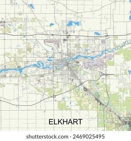 Elkhart, Indiana, United States map poster art