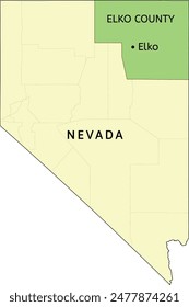 Elko County and city of Elko location on Nevada state map