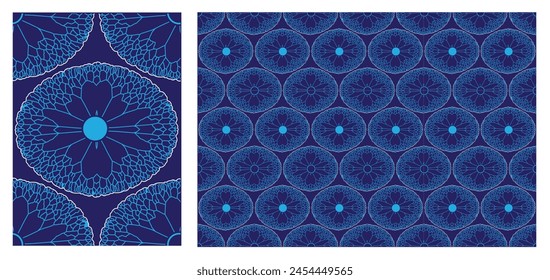 Ellegant and beautiful leaf veins pattern, blue, monochromatic.