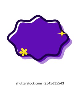 Elipse 8 Estrellas Memphis Forma para caja de texto o etiqueta de icono con color azul. Icono de etiqueta. Icono de Vector de alta calidad. Vector editable