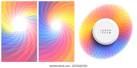 Ellipse. Abstract background with dynamic effect. Rotation and swirling movement. Cover design template. Vector illustration made of various overlapping elements. Applicable for banner, poster, flyer.