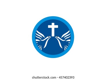 ellipse blue logo icon bird and cross