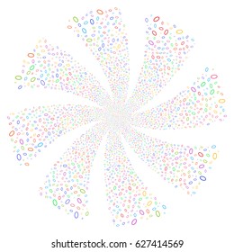 Ellipse Bubble fireworks swirl rotation. Vector illustration style is flat bright multicolored iconic symbols on a white background. Object twirl constructed from random pictograms.