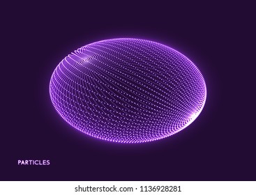 Ellipse. Connection structure. Geometric shape for design. Molecular grid in technology style. 3D vector illustration.