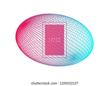 Elipse. Estructura de conexión. Ilustración del marco de cables. Resumen de diseño de cuadrícula 3d. Estilo tecnológico.
