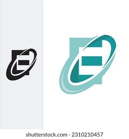 ellipse E lettermark logo design vector template sign icon. solid and stylish silhouette.
