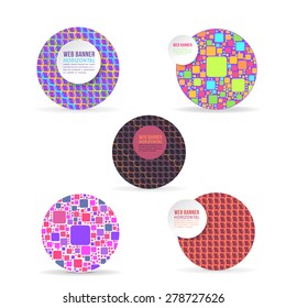 Ellipse Frame in Multicolor Elements Flat Website Banner Design Template 