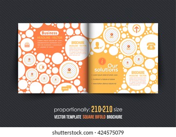 Ellipse Frames Style Complex Brochure Design. Corporate Leaflet, Cover Template Square Bi-Fold