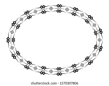 Ellipse frames for text or calligraphy and banners. black border isolated from a white background.