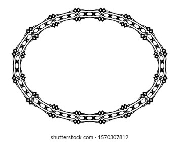 Ellipse frames for text or calligraphy and banners. black border isolated from a white background.
