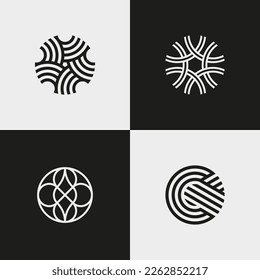 Ellipse geometric logotypes. Line art. Vector illustration.