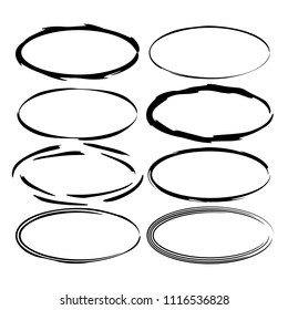 Ellipse grunge frames. Oval empty  borders. Vector illustration. 