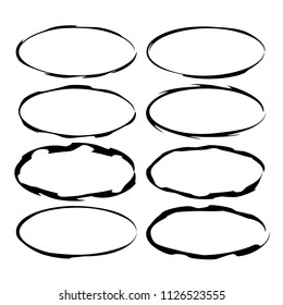 Ellipse grunge frames. Oval empty  borders. Vector illustration. 