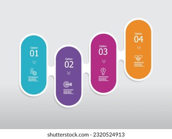 elipse escalones horizontales línea de tiempo elemento infográfico informe de fondo con icono de línea de negocio 4 pasos para cualquier presentación relacionada con el negocio o ilustración vectorial de publicación