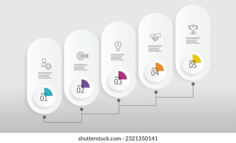 ellipse horizontal steps timeline infographic element report background with business line icon 5 steps for any business-related presentation or publication vector illustration