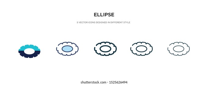 ellipse icon in different style vector illustration. two colored and black ellipse vector icons designed in filled, outline, line and stroke style can be used for web, mobile, ui