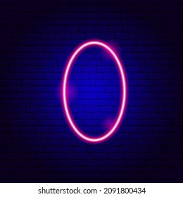 Ellipse Neon Sign. Vector Illustration of Geometric Form Promotion.