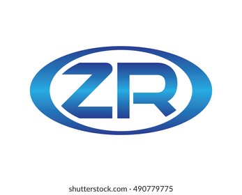 Ellipse or Oval Logo Initial Letter. Combination Uppercase ZR
