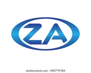 Ellipse or Oval Logo Initial Letter. Combination Uppercase ZA
