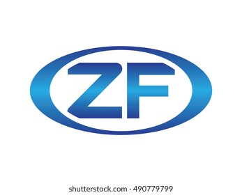 Ellipse or Oval Logo Initial Letter. Combination Uppercase ZF