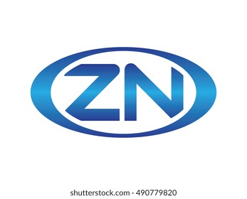 Ellipse or Oval Logo Initial Letter. Combination Uppercase ZN
