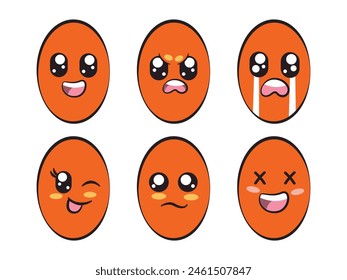 ellipse oval shape with expression smile angry crying wink eye sadness and laughing feeling orange color
