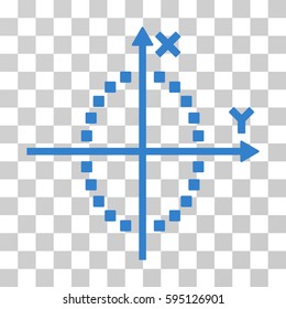 Ellipse Plot icon. Vector illustration style is flat iconic symbol, cobalt color, transparent background. Designed for web and software interfaces.