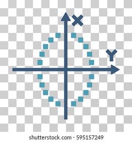 Ellipse Plot icon. Vector illustration style is flat iconic bicolor symbol, cyan and blue colors, transparent background. Designed for web and software interfaces.
