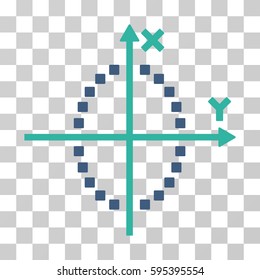 Ellipse Plot icon. Vector illustration style is flat iconic bicolor symbol, cobalt and cyan colors, transparent background. Designed for web and software interfaces.