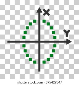 Ellipse Plot icon. Vector illustration style is flat iconic bicolor symbol, green and gray colors, transparent background. Designed for web and software interfaces.