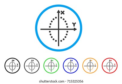 Ellipse Plot icon. Vector illustration style is a flat iconic ellipse plot gray rounded symbol inside light blue circle with black, gray, green, blue, red, orange color variants.