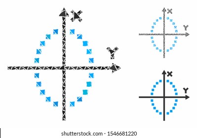Ellipse plot mosaic of irregular parts in different sizes and color tints, based on ellipse plot icon. Vector irregular parts are composed into composition.