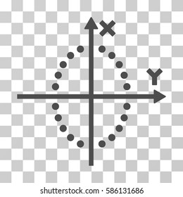 Ellipse Plot vector pictogram. Illustration style is flat iconic gray symbol on a transparent background.